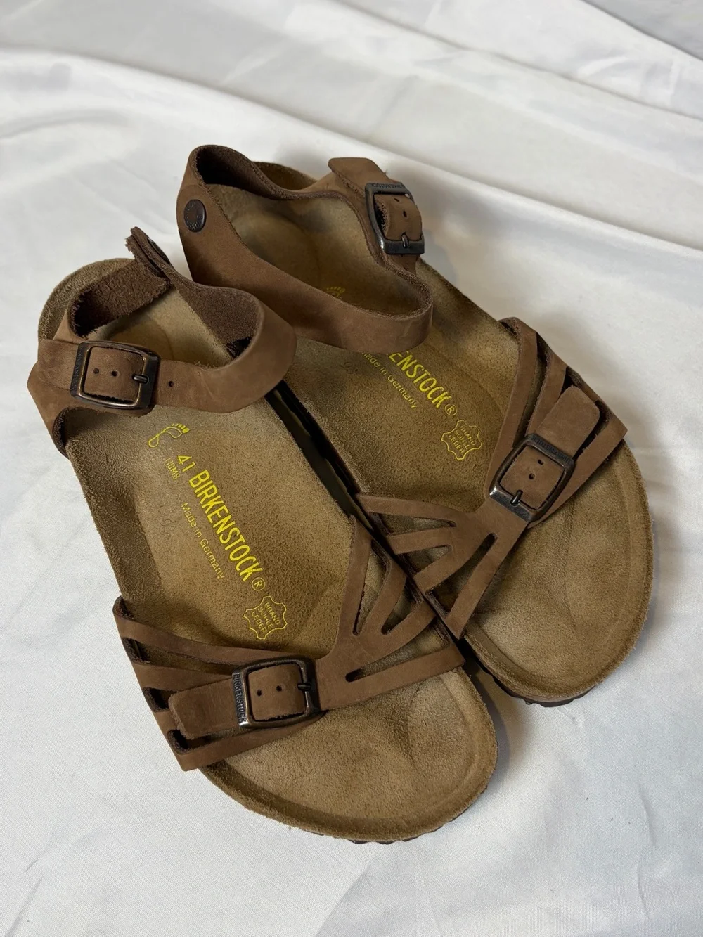 Birkenstock Bali Brown Oiled Leather Ankle Strap Sandals EU 41 Regular